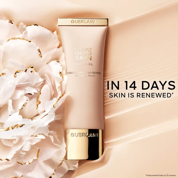 Cult GUERLAIN Parure Gold Skin Double Veil. Rejuvenating Effect Skin-Caring Perfection Primer. Correction & Protection – Spf 50+ & Pa +++ 40g