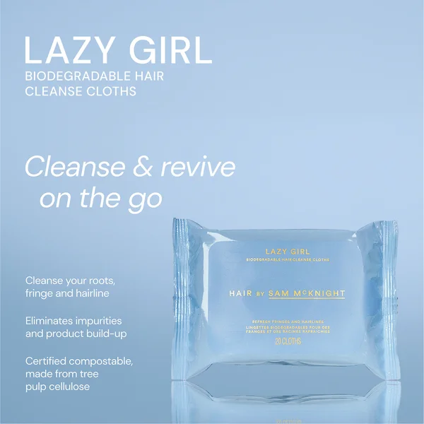 Cult Hair By Sam McKnight Lazy Girl Biodegradable Hair Cleanse Cloths (20 Wipes)