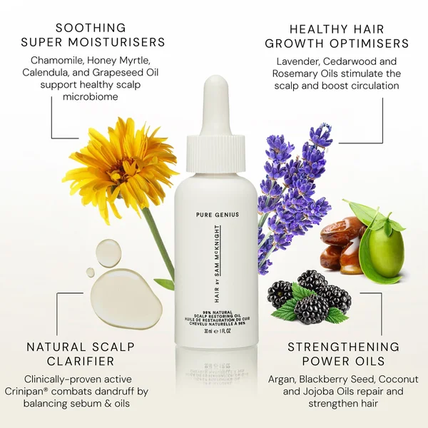 Cult Hair By Sam McKnight Pure Genius 98% Natural Scalp Restoring Oil 30ml