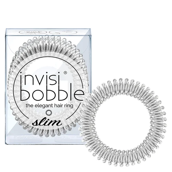 cult invisibobble Slim Elegant Hair Ties - Chrome (Pack of 3)