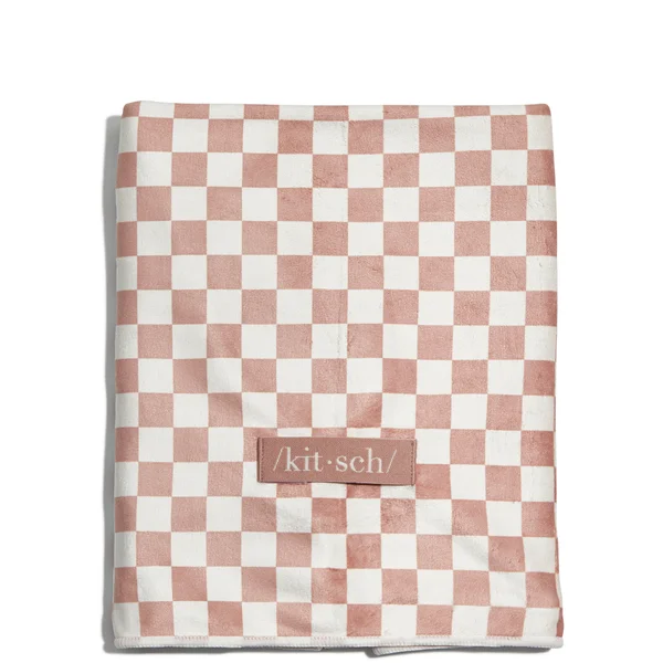 Cult Kitsch Extra Large Quick-Dry Hair Towel Wrap - Terracotta Checker