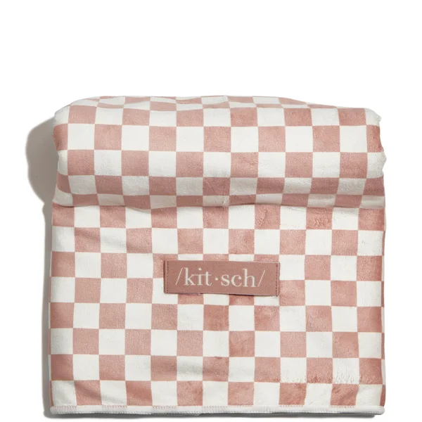 Cult Kitsch Extra Large Quick-Dry Hair Towel Wrap - Terracotta Checker