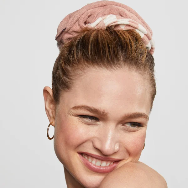 Cult Kitsch Microfiber Quick-Dry Terracotta Checker Towel Scrunchies 2 Piece Set