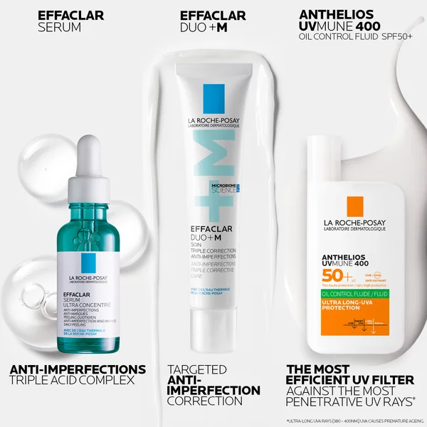 Cult La Roche-Posay Breakout-Fighting And Post-Acne Mark Set: Effaclar Serum Duo+M Anti Blemish Corrective Care And SPF50+