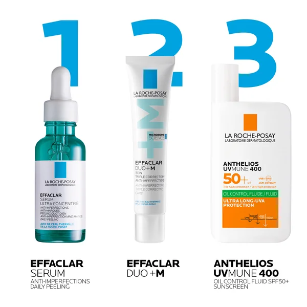 Cult La Roche-Posay Breakout-Fighting And Post-Acne Mark Set: Effaclar Serum Duo+M Anti Blemish Corrective Care And SPF50+