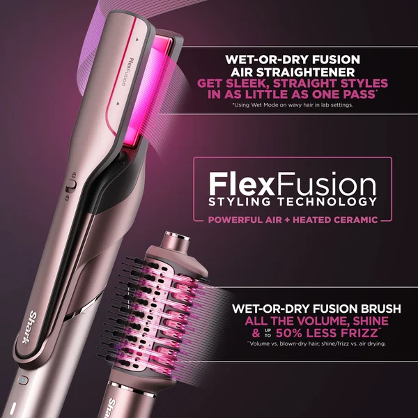 Cult Shark Beauty FlexFusion Straight 5-in-1 Air And Ceramic Styling Drying & Straightening System With Storage Case - Cosmic Blush