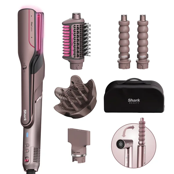cult Shark Beauty FlexFusion Straight 5-in-1 Air and Ceramic Styling Drying & Straightening System with Storage Case - Cosmic Blush
