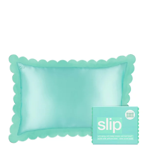 cult Slip Pure Silk Queen Pillowcase With Scalloped Edge - Turquoise