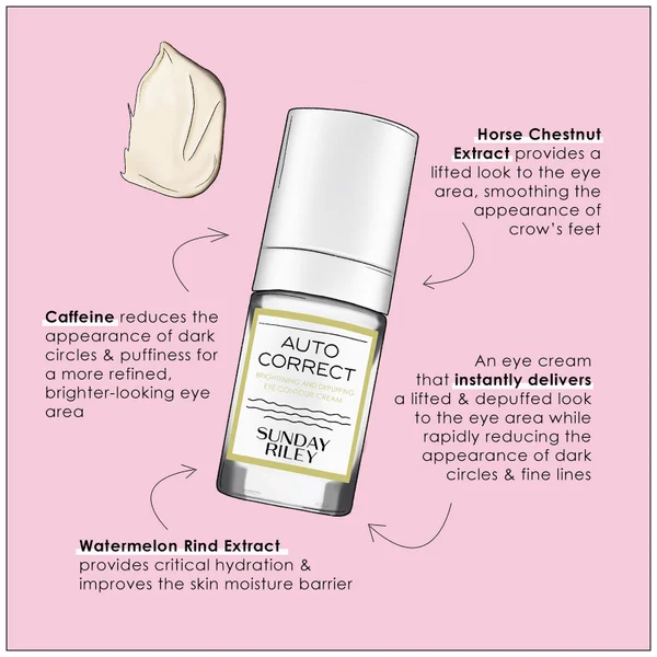 Cult Sunday Riley Auto Correct Brightening And Depuffing Eye Contour Cream 15ml