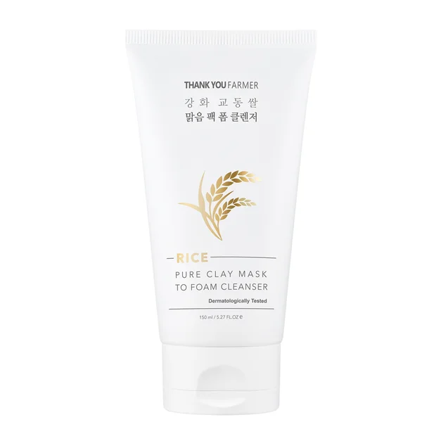 cult Thank You Farmer Rice Pure Clay Mask to Foam Cleanser 150ml