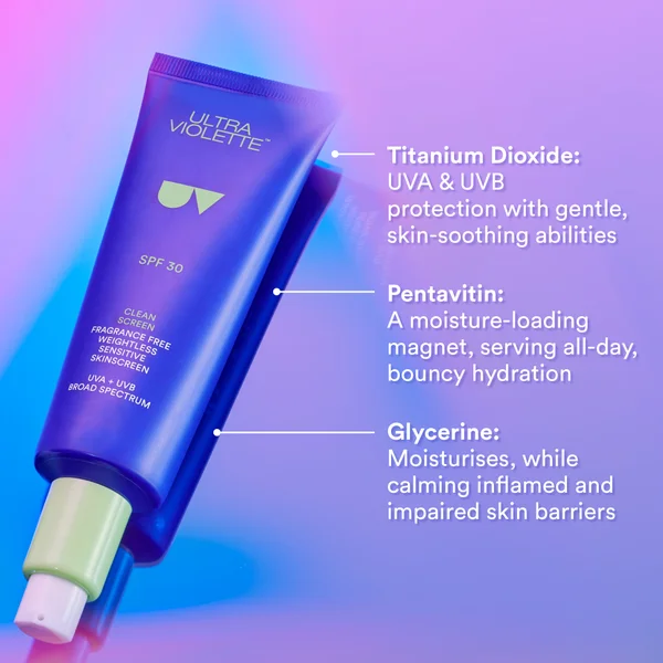 Cult Ultra Violette Clean Screen Fragrance Free Sensitive Facial Skinscreen SPF 30