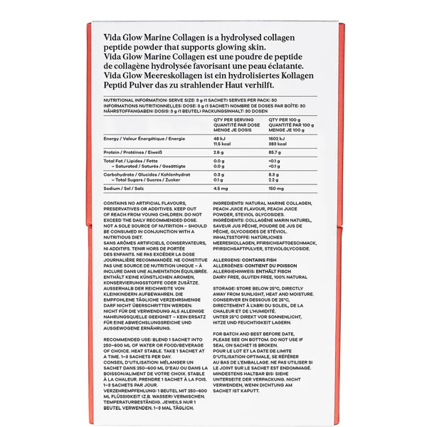 Cult Vida Glow Natural Marine Collagen Sachets - Peach