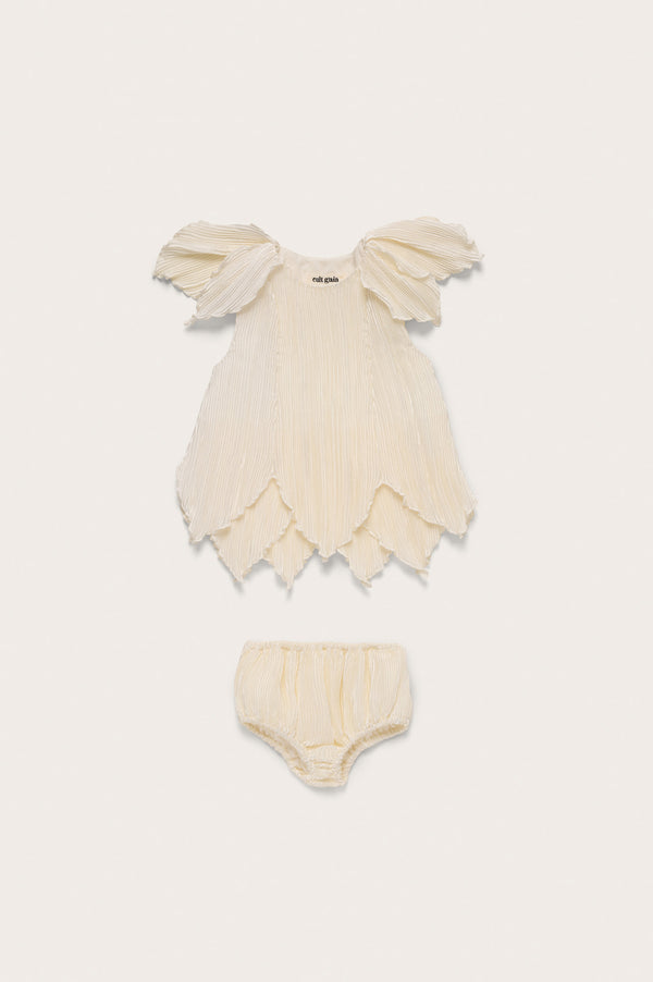 cult gaia BABY PETAL DRESS & BLOOMER KIDS Off White