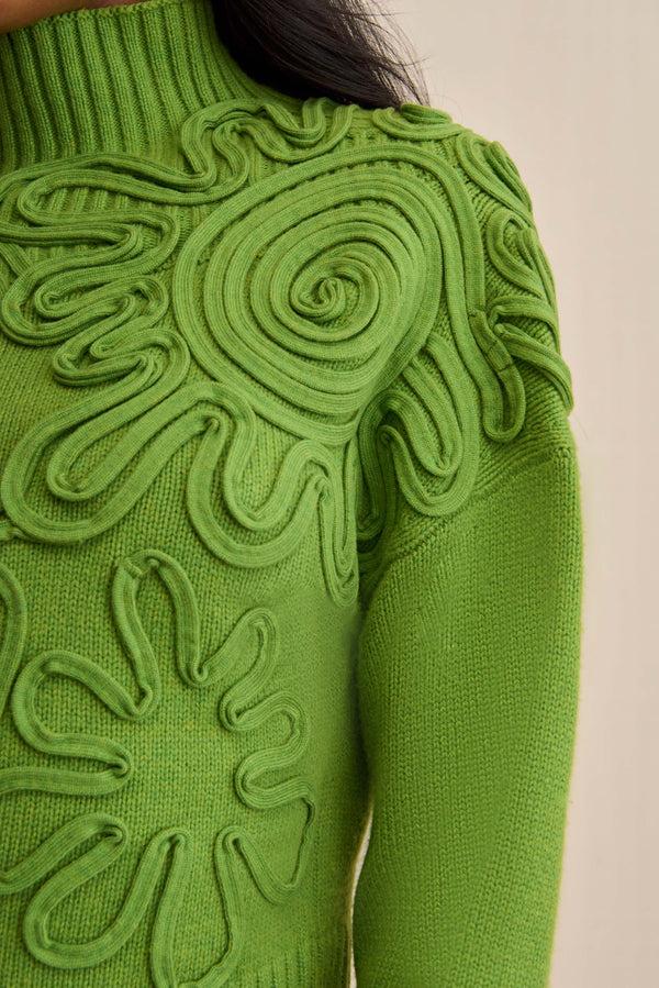 Cult Gaia DEVA KNIT SWEATER KNITWEAR Pistachio