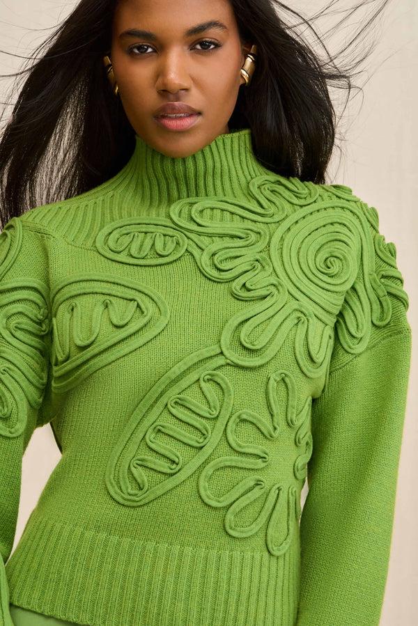 cult gaia DEVA KNIT SWEATER KNITWEAR Pistachio