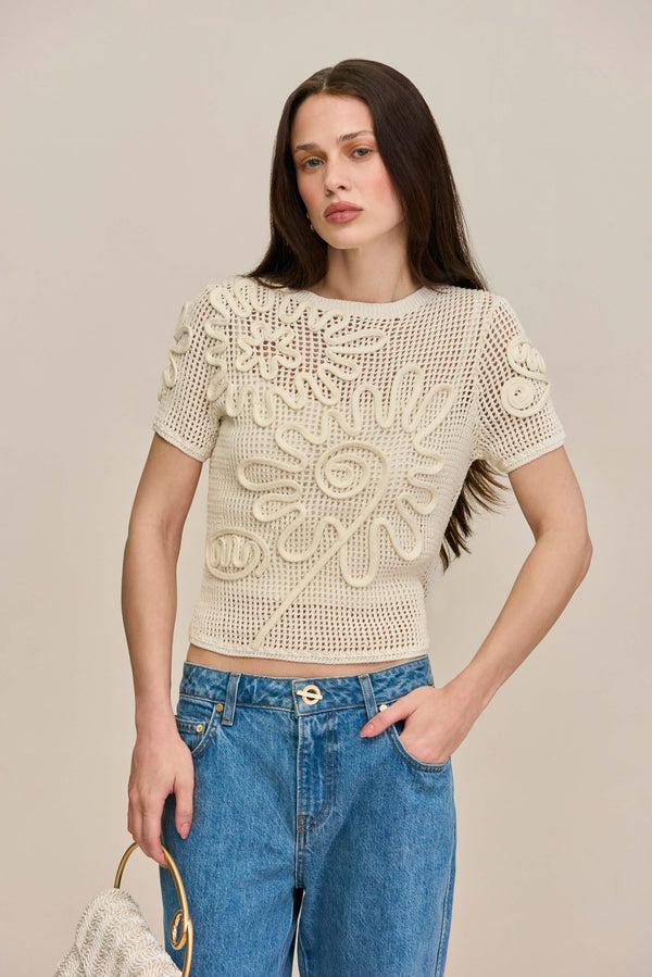 cult gaia ILEANA KNIT TOP KNITWEAR Off White