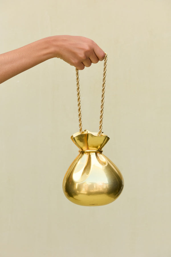 Cult Gaia PALLONCINO WRISTLET BAGS Antique Brass