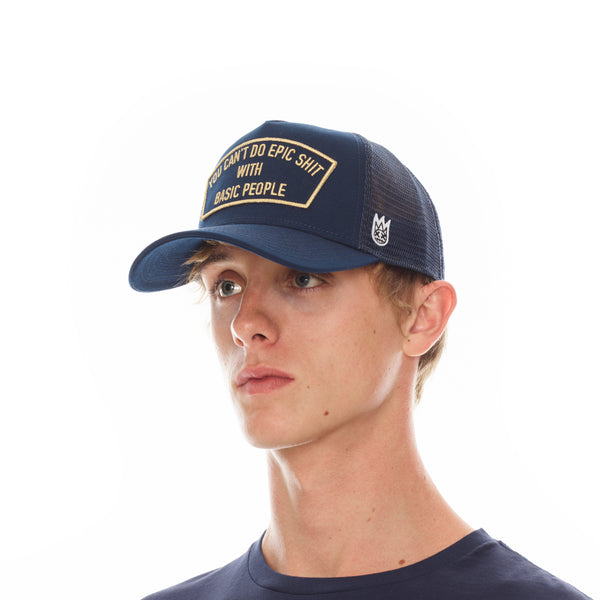 Cult Of Individuality Can’t Do Epic Sh*t Trucker Hat – Navy Mesh Back Curved Visor Hats