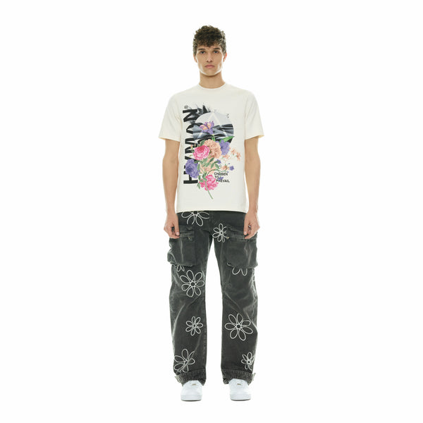 Cult Of Individuality CREW NECK TEE "FLORAL" IN CLOUD Tshirt