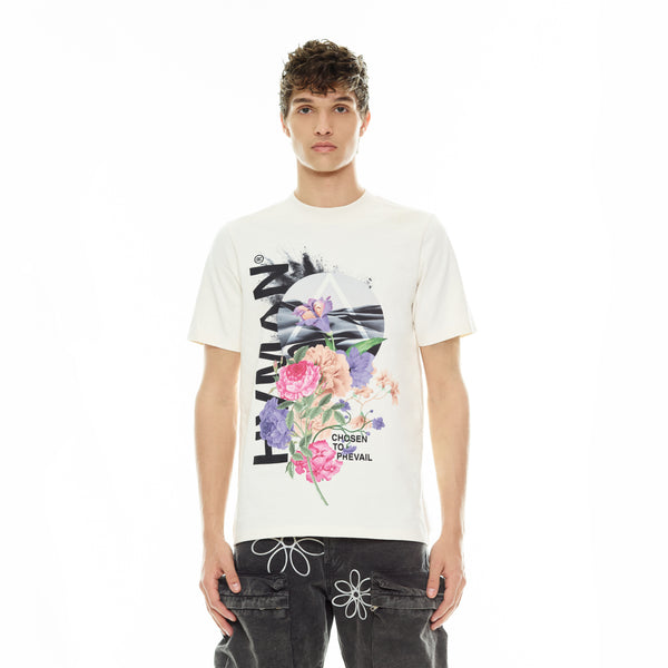 Cult Of Individuality CREW NECK TEE "FLORAL" IN CLOUD Tshirt