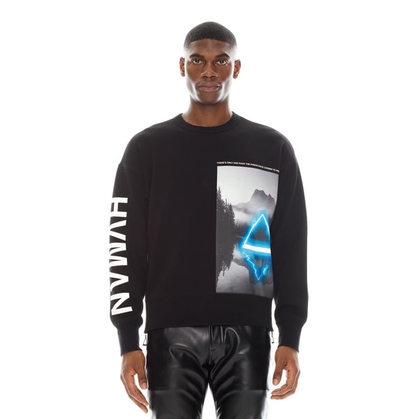 cult of individuality CREW SWEATSHIRT IN BLACK GRAPHIC Sweatshirts