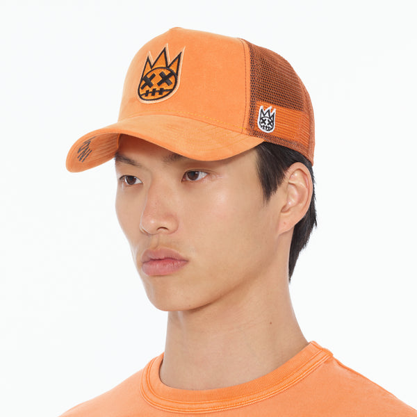 Cult Of Individuality Cult's Clean Logo Mesh Back Trucker Hat In Orange Hats