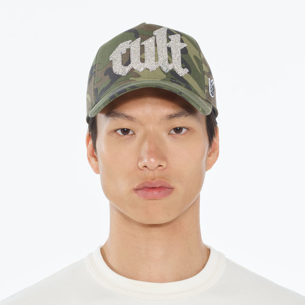 Cult Of Individuality Cult's Crystal Cult Script Logo Hat In Camo Hats