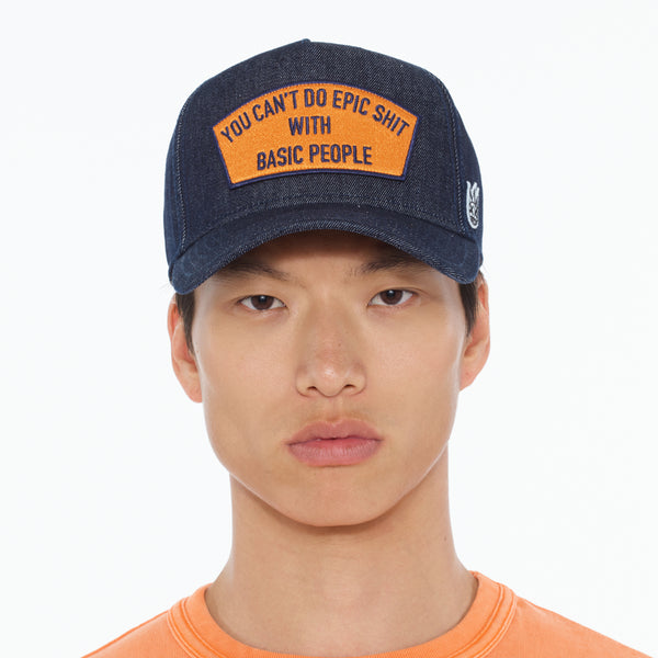 Cult Of Individuality Cult's Epic Shit Denim Trucker Hat In Blue Denim Hats