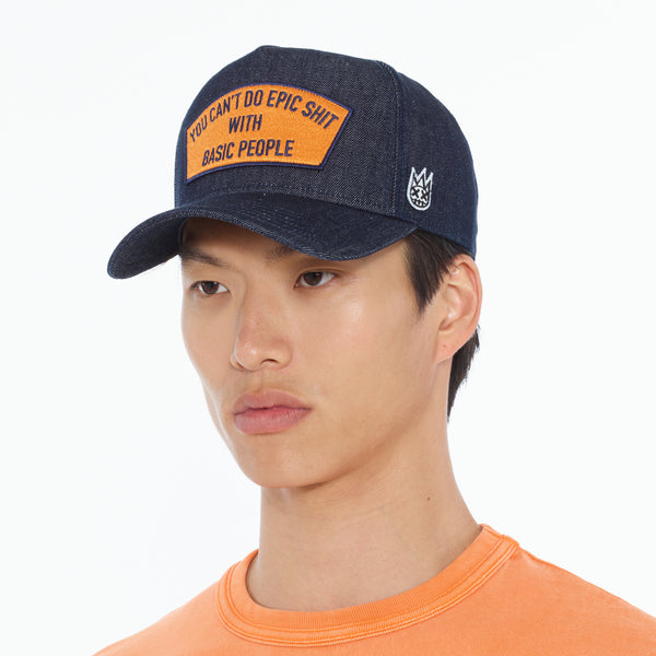 Cult Of Individuality Cult's Epic Shit Denim Trucker Hat In Blue Denim Hats