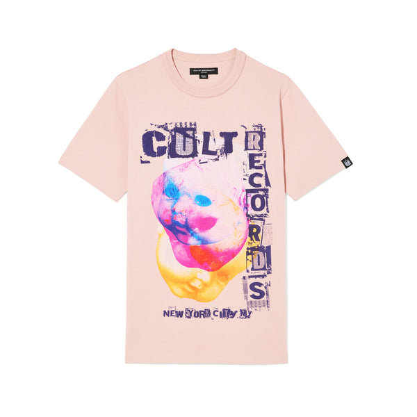 cult of individuality Cult's Heavyweight Short Sleeve Crew Neck Tee "Cult Records" in Silver Pink Tshirt cult of individuality Cult's Heavyweight Short Sleeve Crew Neck Tee "Cult Records" in Silver Pink Tshirt