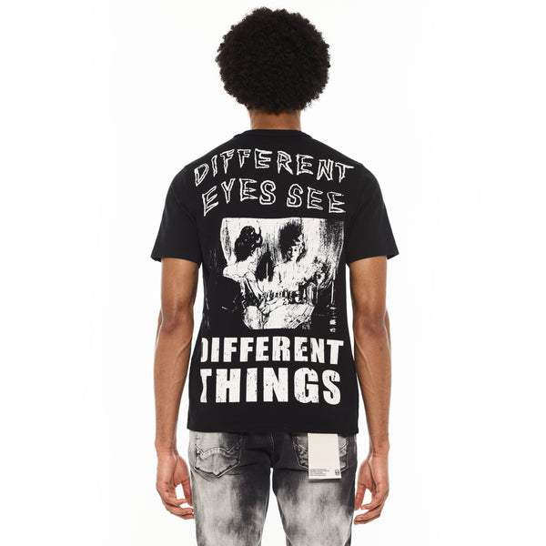 Cult Of Individuality Cult's Heavyweight Short Sleeve Crew Neck Tee "Illusion" In Black Tshirt