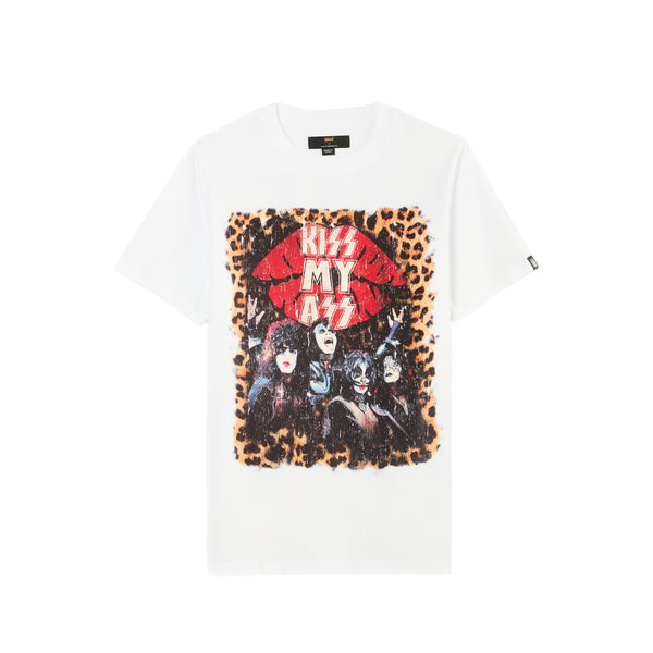 cult of individuality Cult's Heavyweight Short Sleeve Crew Neck Tee "Kiss Rock N Roll" in White Tshirt
