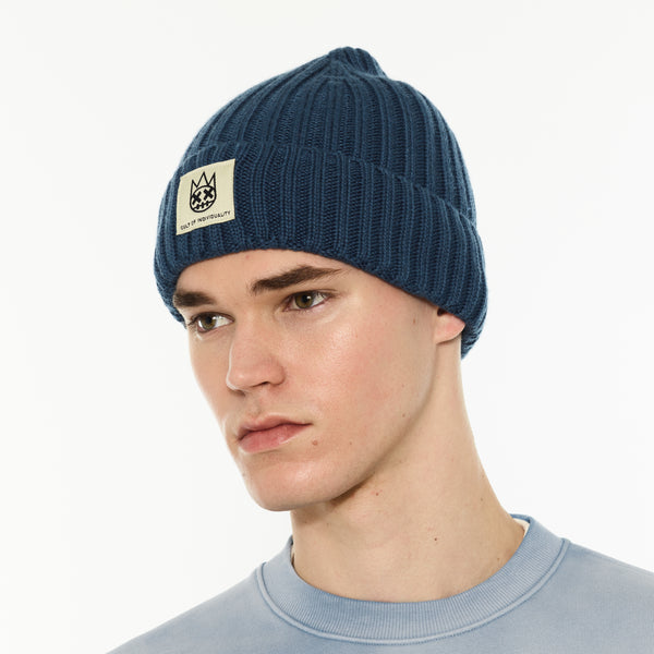 Cult Of Individuality Cult's Knit Hat In Blue Steel Knit Hats