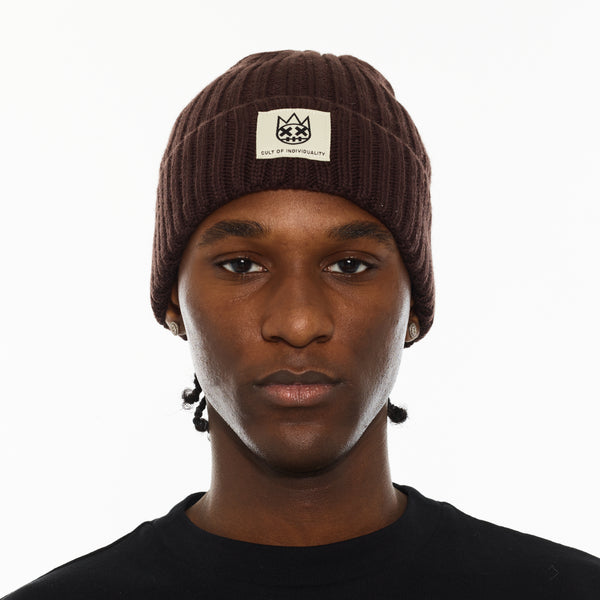 Cult Of Individuality Cult's Knit Hat In Chocolate Knit Hats