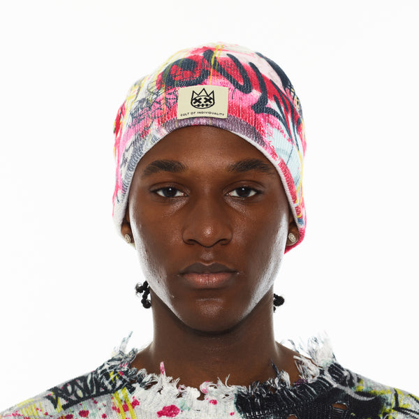 Cult Of Individuality Cult's Knit Hat In Graffiti Knit Hats