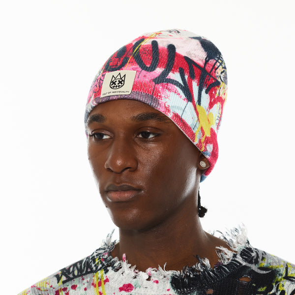 Cult Of Individuality Cult's Knit Hat In Graffiti Knit Hats