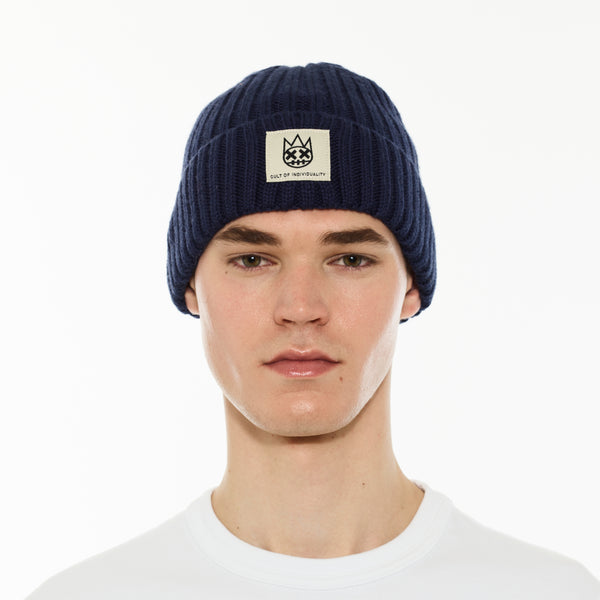 Cult Of Individuality Cult's Knit Hat In Midnight Blue Knit Hats