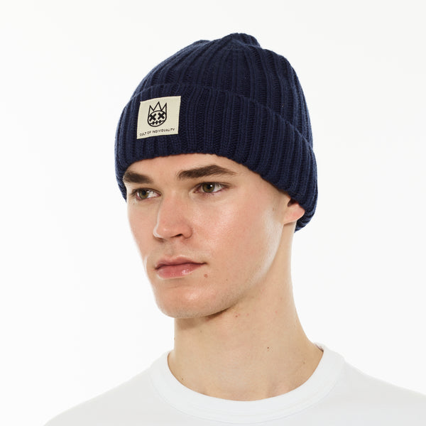 Cult Of Individuality Cult's Knit Hat In Midnight Blue Knit Hats
