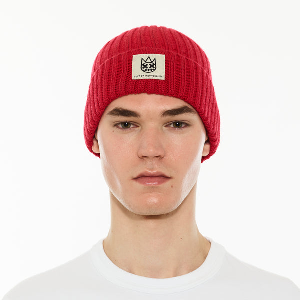 Cult Of Individuality Cult's Knit Hat In Rouge Red Knit Hats