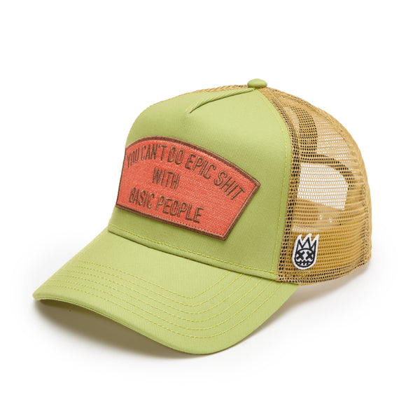 Cult Of Individuality Cult's Logo Mesh Back Trucker Hat "Cant Do Epic Shit" In Green Oasis Hats