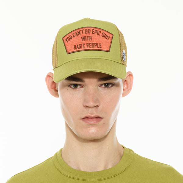 Cult Of Individuality Cult's Logo Mesh Back Trucker Hat "Cant Do Epic Shit" In Green Oasis Hats