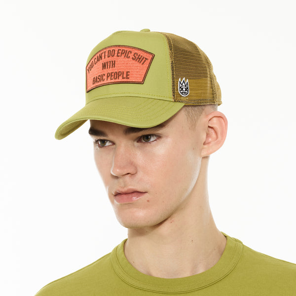 Cult Of Individuality Cult's Logo Mesh Back Trucker Hat "Cant Do Epic Shit" In Green Oasis Hats