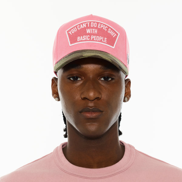 Cult Of Individuality Cult's Logo Mesh Back Trucker Hat "Cant Do Epic Shit" In Geranium Pink Hats