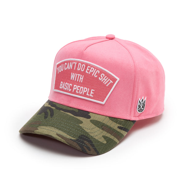 Cult Of Individuality Cult's Logo Mesh Back Trucker Hat "Cant Do Epic Shit" In Geranium Pink Hats