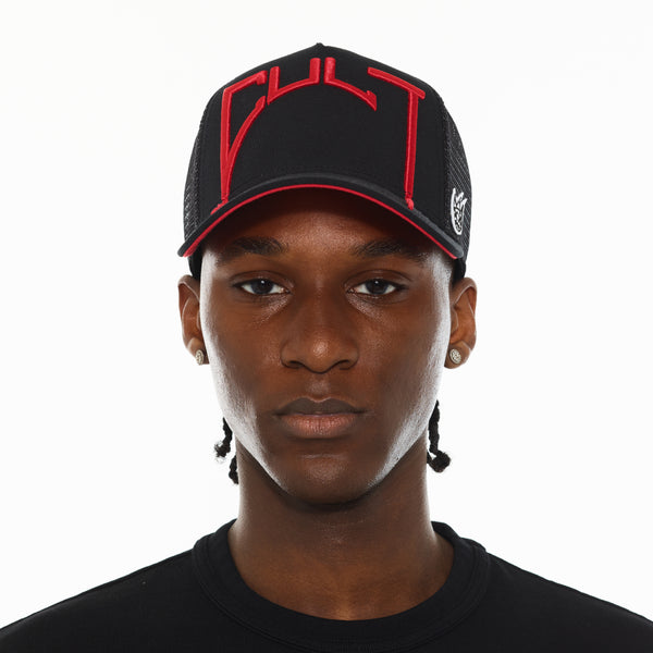 Cult Of Individuality Cult's Logo Mesh Back Trucker Hat "Cult Arch" In Black Hats