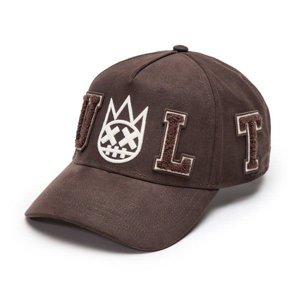 Cult Of Individuality Cult's Logo Mesh Back Trucker Hat "Cult Chenille Suede" In Chocolate Hats
