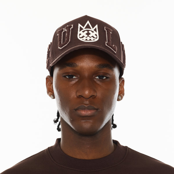 Cult Of Individuality Cult's Logo Mesh Back Trucker Hat "Cult Chenille Suede" In Chocolate Hats