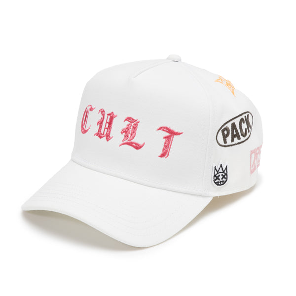 Cult Of Individuality Cult's Logo Mesh Back Trucker Hat "Cult Community" In Winter White Hats