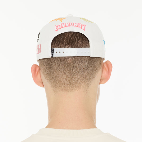 Cult Of Individuality Cult's Logo Mesh Back Trucker Hat "Cult Community" In Winter White Hats