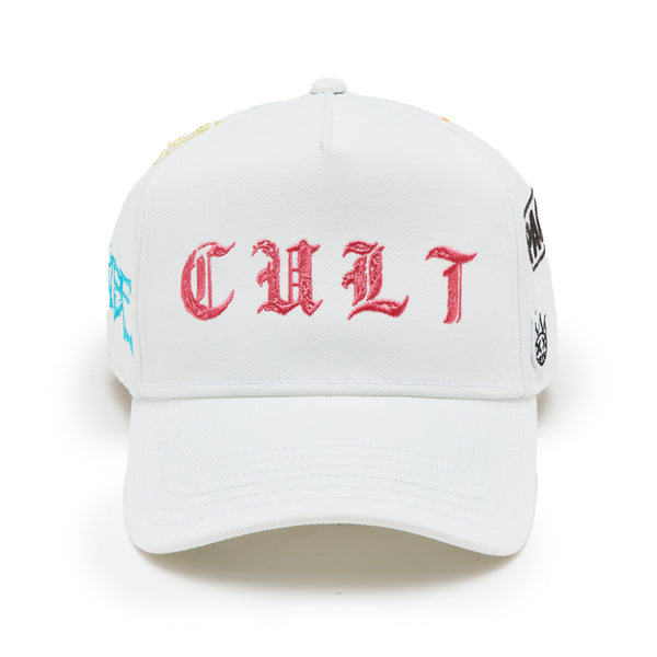 cult of individuality Cult's Logo Mesh Back Trucker Hat "Cult Community" in Winter White Hats
